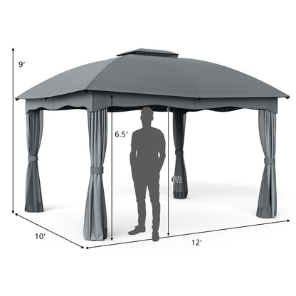 12 x 10 Feet Canopy Double Vented Heavy Duty Steel Gazebo, Gray Gazebos at Gallery Canada