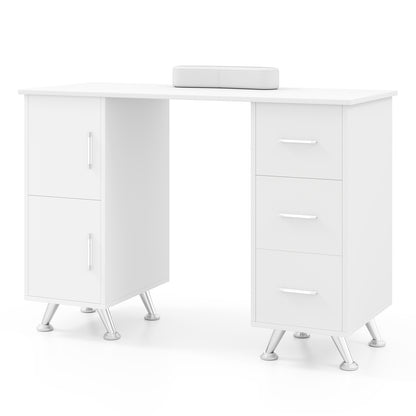 Table de manucure en bois avec tiroirs, blanc