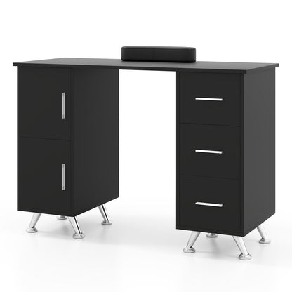 Wooden Manicure Table With Drawers, Black Office Desks Black at Gallery Canada