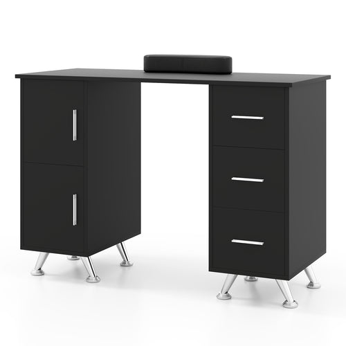 Wooden Manicure Table With Drawers, Black