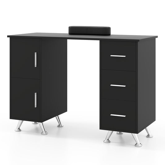 Wooden Manicure Table Nail Desk with Drawers Wrist Rest, Black Office Desks Black at Gallery Canada