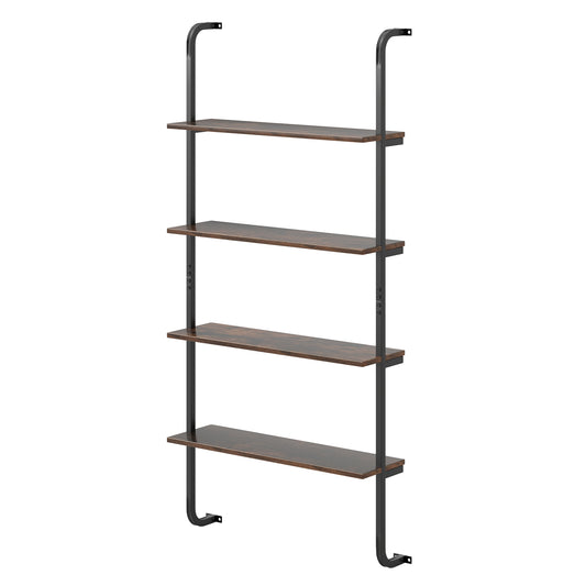4-Tier Industrial Pipe Shelving, Metal Frame, Rustic Brown Bookcases Rustic Brown at Gallery Canada
