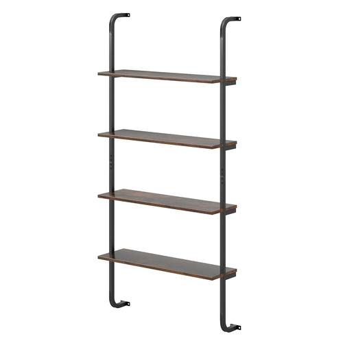 4-Tier Industrial Pipe Shelving, Metal Frame, Rustic Brown