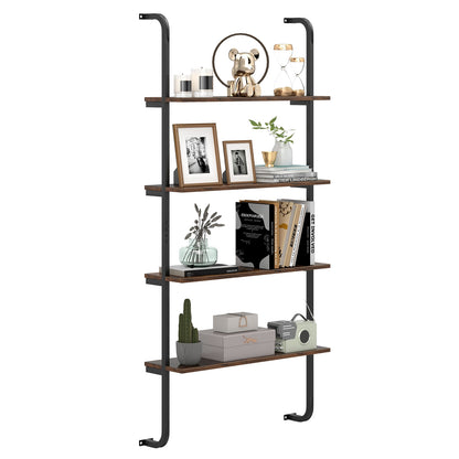 4-Tier Industrial Pipe Shelving, Metal Frame, Rustic Brown Bookcases at Gallery Canada