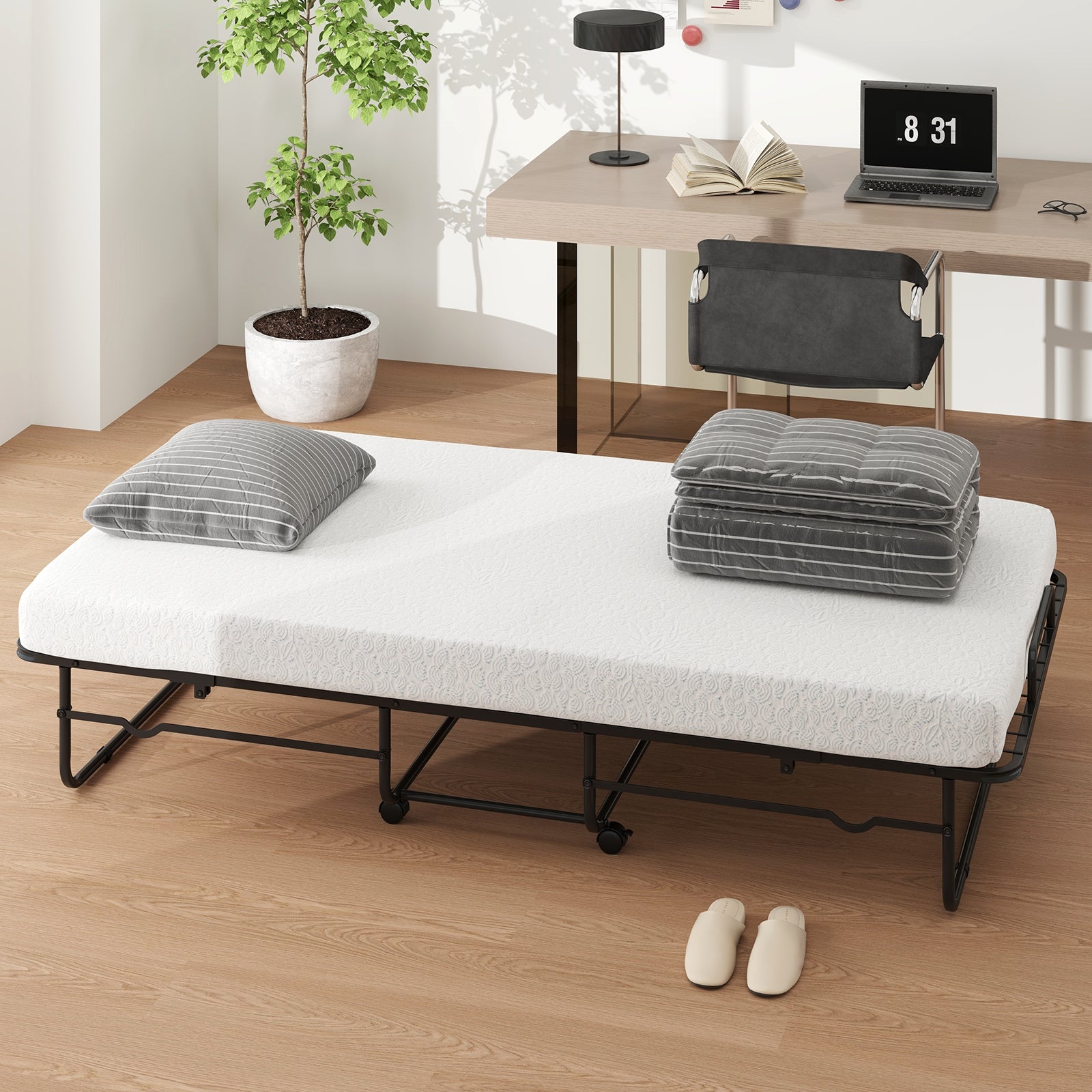 Twin Size Folding Bed with Memory Foam Mattress and Heavy-duty Metal Frame Folding Beds at Gallery Canada
