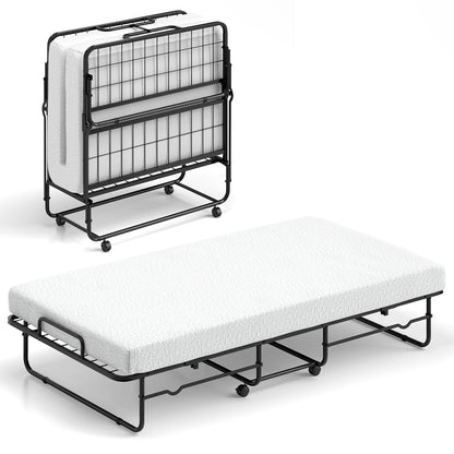 Twin Size Folding Bed with Memory Foam Mattress and Heavy-duty Metal Frame Folding Beds at Gallery Canada