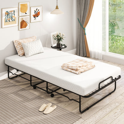 Twin Size Folding Bed with Memory Foam Mattress and Heavy-duty Metal Frame Folding Beds at Gallery Canada