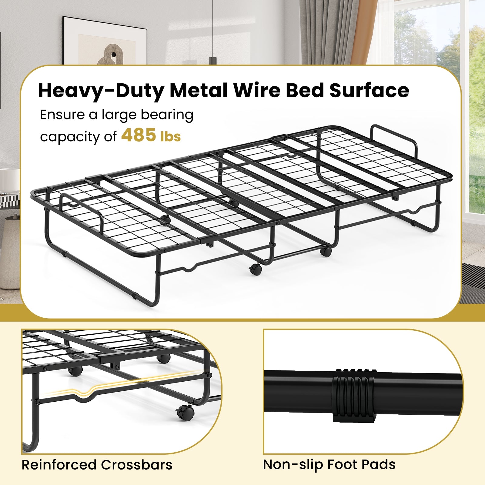 Twin Size Folding Bed with Memory Foam Mattress and Heavy-duty Metal Frame Folding Beds at Gallery Canada