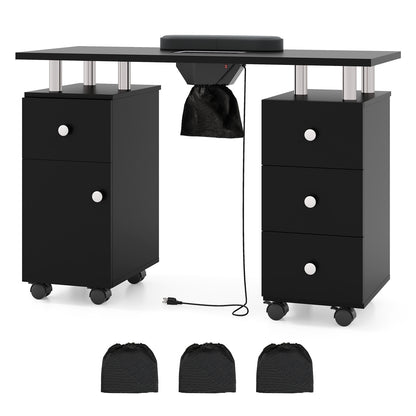 Manicure Table Nail Desk with Electric Dust Collector and 3 Dust Bags, Black Massage Black at Gallery Canada