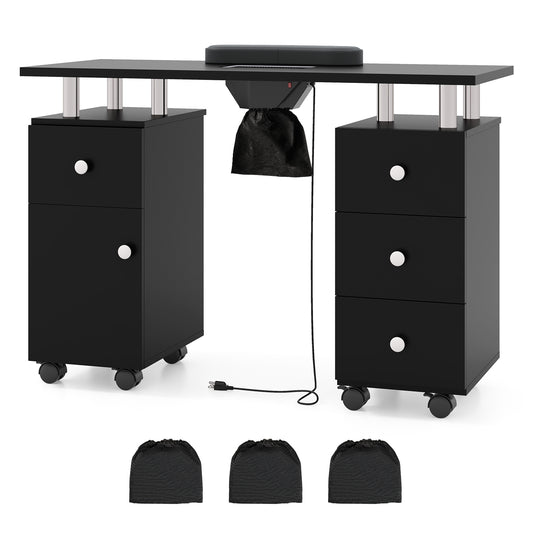 Manicure Table Nail Desk with Electric Dust Collector and 3 Dust Bags, Black Massage Black at Gallery Canada