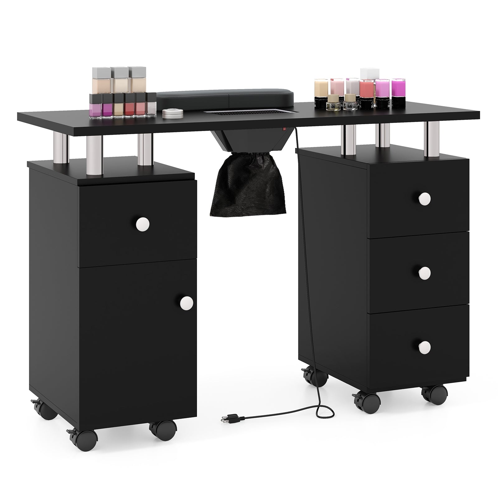 Manicure Table Nail Desk with Electric Dust Collector and 3 Dust Bags, Black Massage at Gallery Canada