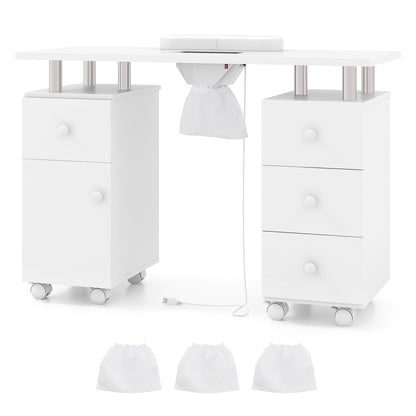Manicure Table Nail Desk with Electric Dust Collector and 3 Dust Bags, White Massage at Gallery Canada