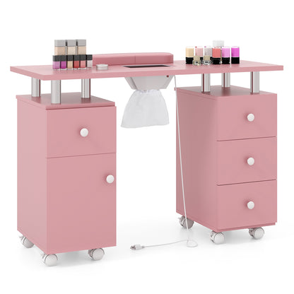 Manicure Table Nail Desk with Electric Dust Collector and 3 Dust Bags, Pink Massage at Gallery Canada