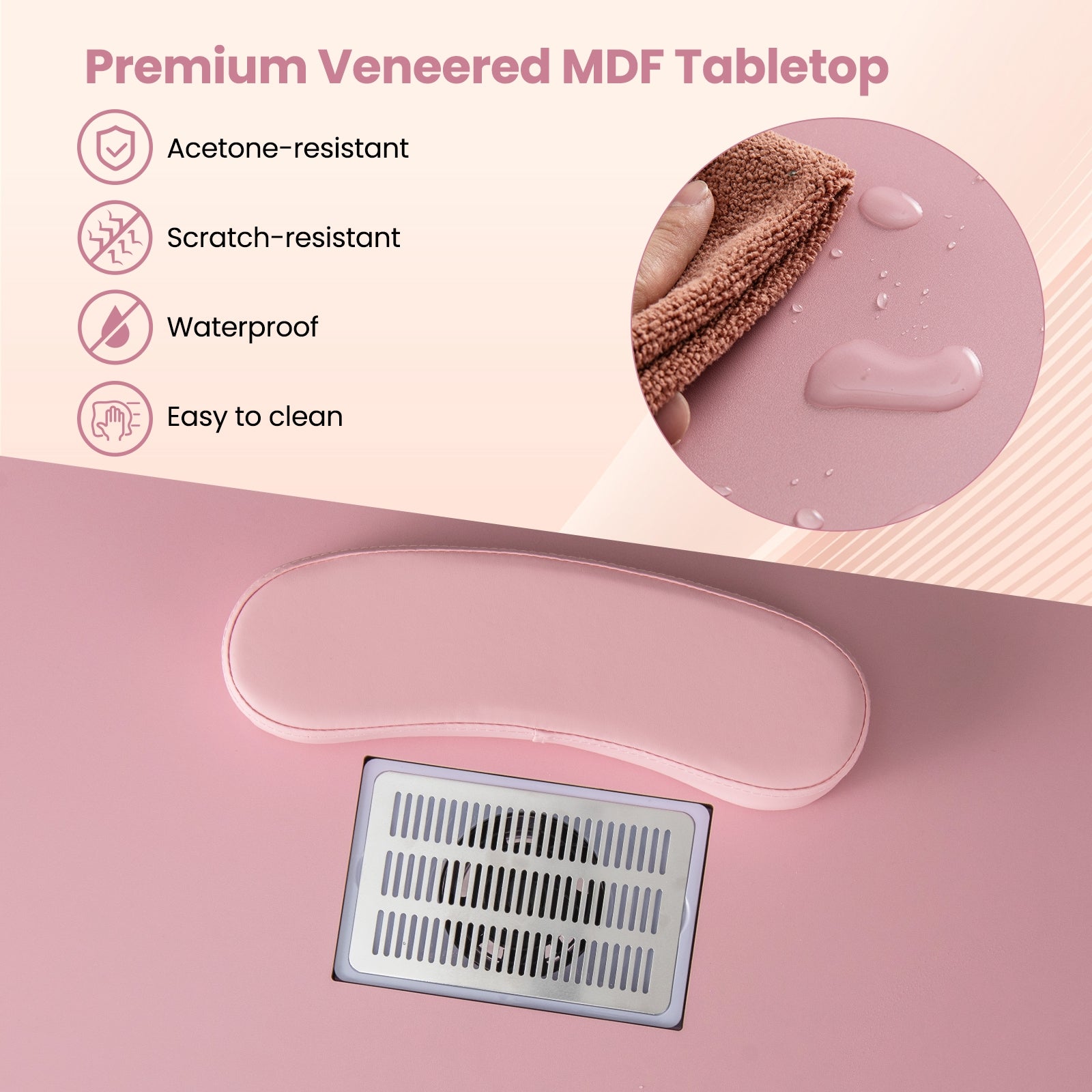 Manicure Table Nail Desk with Electric Dust Collector and 3 Dust Bags, Pink Massage at Gallery Canada