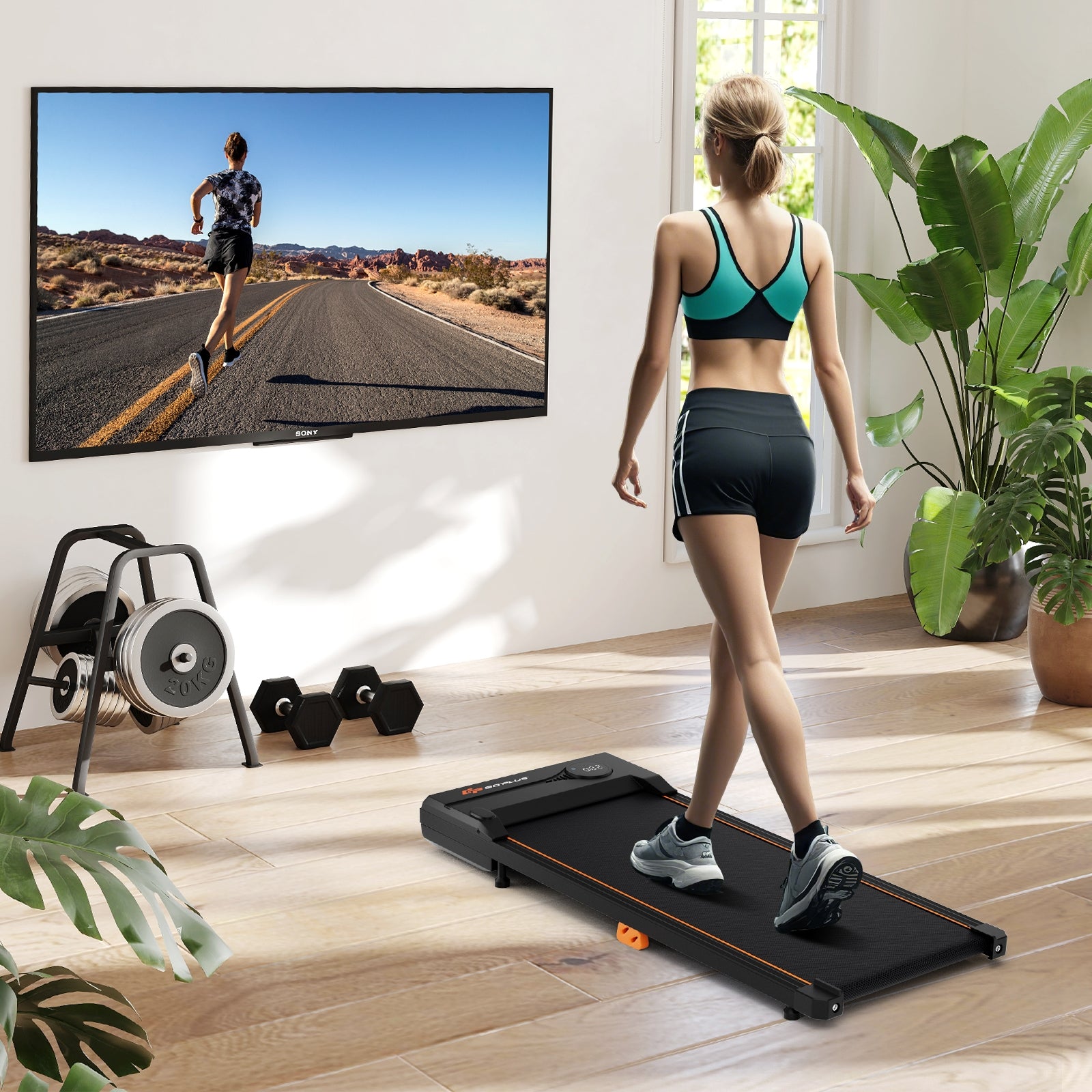 2.5HP Under Desk Treadmill with Remote Control for Home Office, Black Treadmills at Gallery Canada