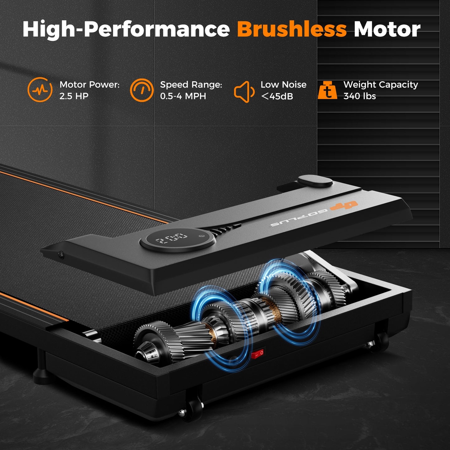 2.5HP Under Desk Treadmill with Remote Control for Home Office, Black Treadmills at Gallery Canada