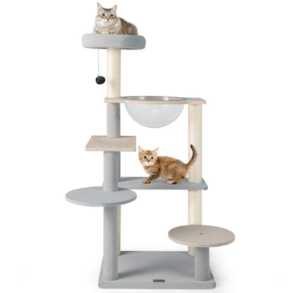 Modern Cat Tree 44 Inch Multi-level Cat Tower with Removable Padded Top Perch, Natural Cat Trees Condos & Scratchers at Gallery Canada