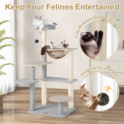 Modern Cat Tree 44 Inch Multi-level Cat Tower with Removable Padded Top Perch, Natural Cat Trees Condos & Scratchers at Gallery Canada