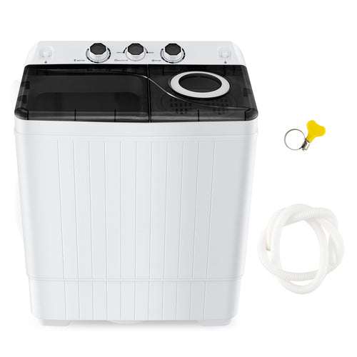26 lbs Semi-Automatic Twin Tub Washing Machine with Drain Pump, Black