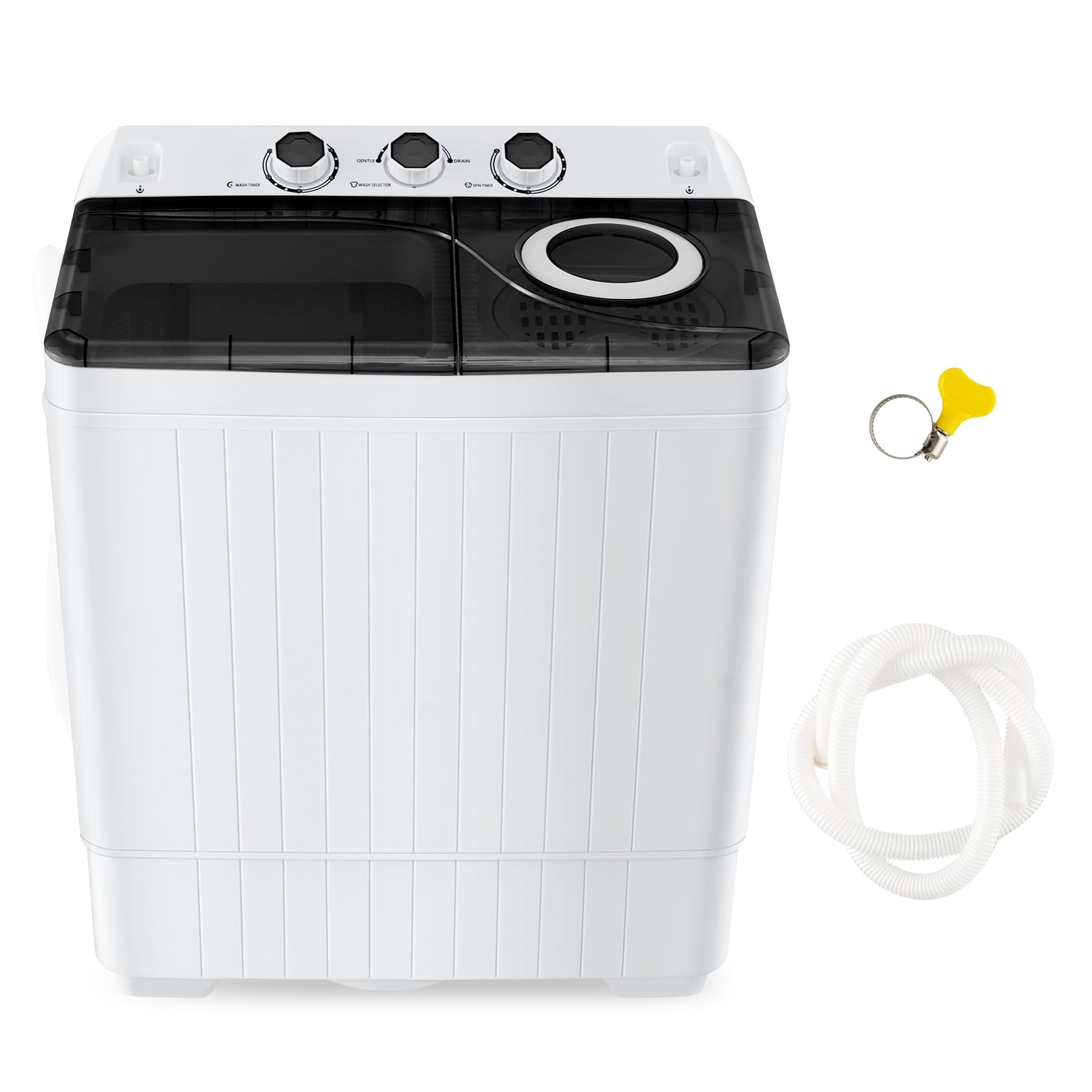 26 lbs Semi-Automatic Twin Tub Washing Machine, Black Washing Machines Black at Gallery Canada
