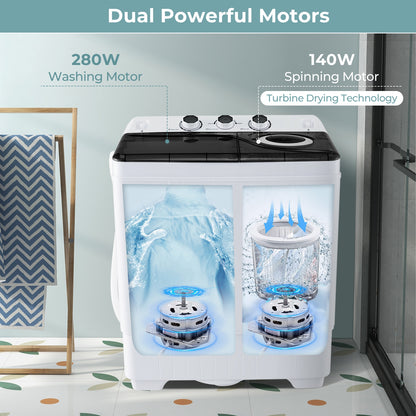 26 lbs Semi-Automatic Twin Tub Washing Machine with Drain Pump, Black Washing Machines at Gallery Canada