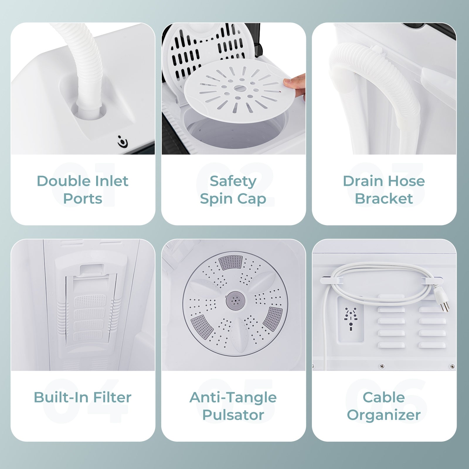 26 lbs Semi-Automatic Twin Tub Washing Machine with Drain Pump, Black Washing Machines at Gallery Canada