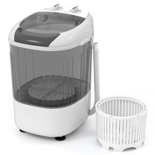 Portable Mini Semi-automatic Washing Machine with Spin Tub and Drain Hose 2.5 kg Capacity, Gray
