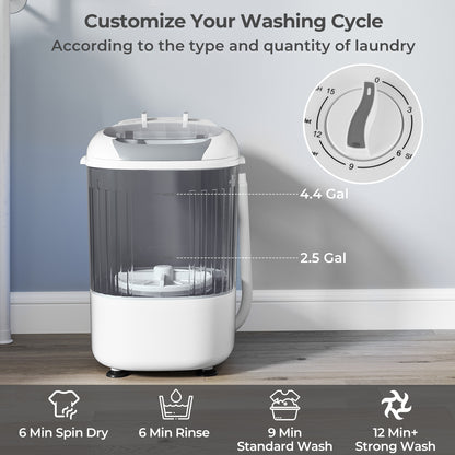 Portable Mini Semi-automatic Washing Machine with Spin Tub and Drain Hose 2.5 kg Capacity, Gray Washing Machines at Gallery Canada
