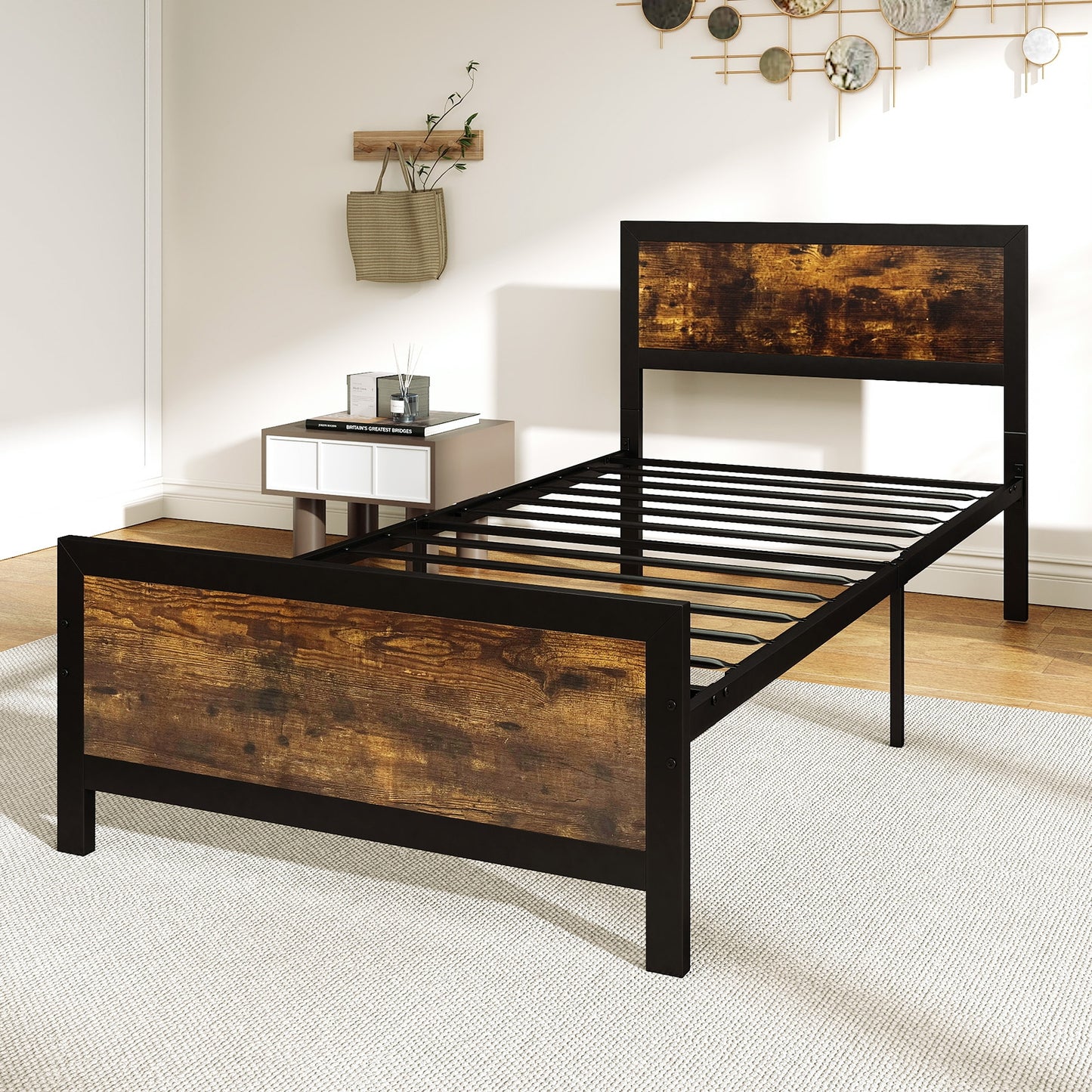 Metal Bed Frame with Headboard and Footboard-Twin Size Simple Bed Frame at Gallery Canada