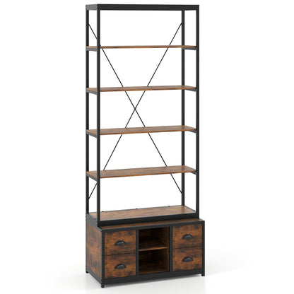 8-tier Bookshelf with 4 Fabric Drawers and Heavy-duty Metal Frame, Coffee Bookcases at Gallery Canada