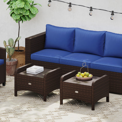 2 Pieces Outdoor Patio PE Wicker Ottomans with Removable Cushions, Navy Outdoor Seating & Patio Chairs at Gallery Canada