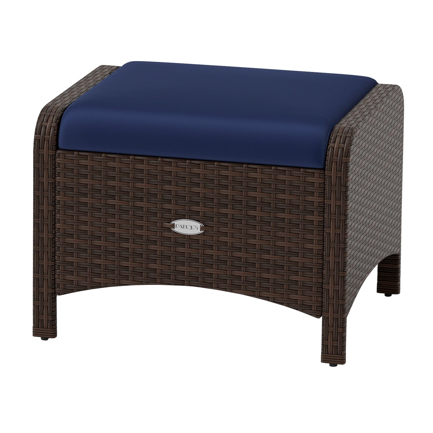 2 Pieces Outdoor Patio PE Wicker Ottomans with Removable Cushions, Navy Outdoor Seating & Patio Chairs at Gallery Canada