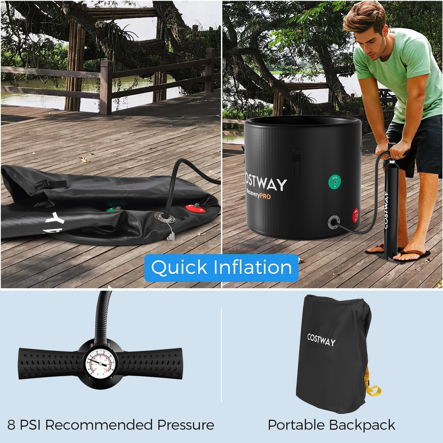 79 Gal Water Chiller Compatible Cold Plunge Tub with Cover, Black Spa & Salon at Gallery Canada