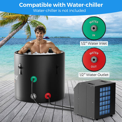 79 Gal Water Chiller Compatible Cold Plunge Tub with Cover, Black Spa & Salon at Gallery Canada