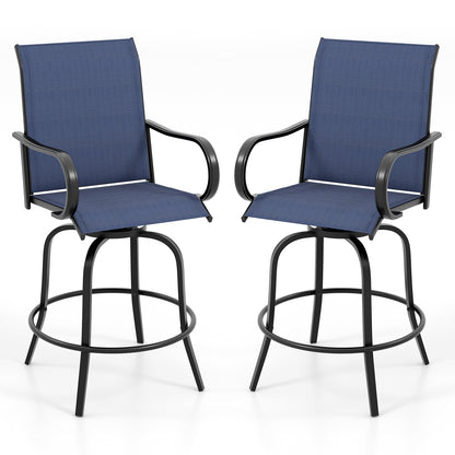 2 Pieces 360 Rotating Bar Stool Set with Armrests for Patio, Navy Patio Bar Furniture at Gallery Canada