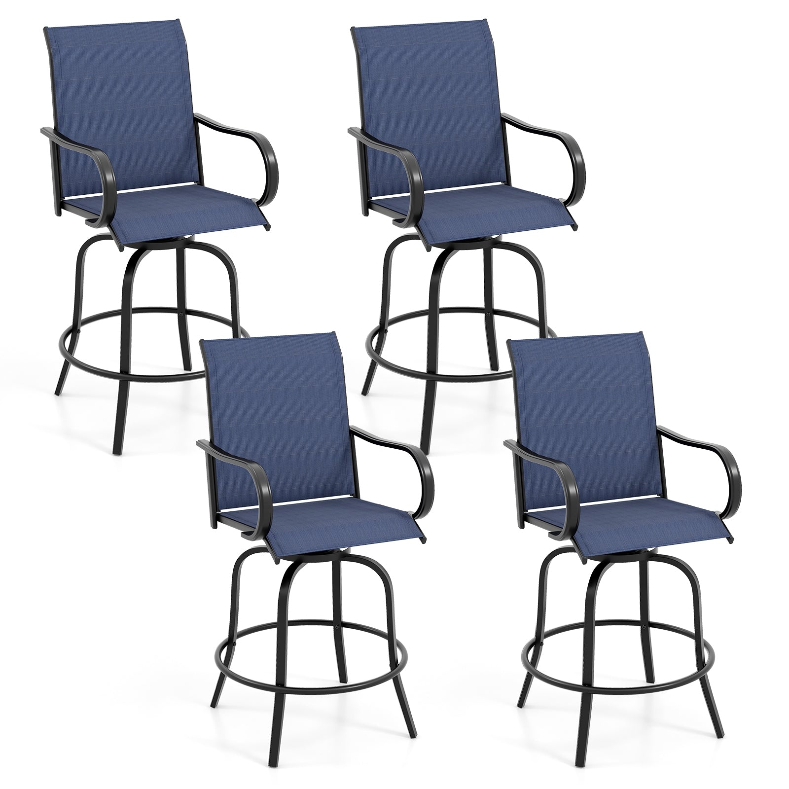 2 Pieces 360 Rotating Bar Stool Set with Armrests for Patio, Navy Patio Bar Furniture at Gallery Canada