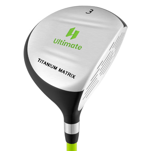 34 Inch 165CC Junior #3 Fairway Wood Golf Club with Fiberglass Shaft for Kids Ages 8-10, Green