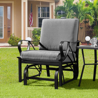 Patio Glider Rocking Chair with Thick Cushion and Curved Armrest, Gray Patio Rocking Chairs & Gliders at Gallery Canada