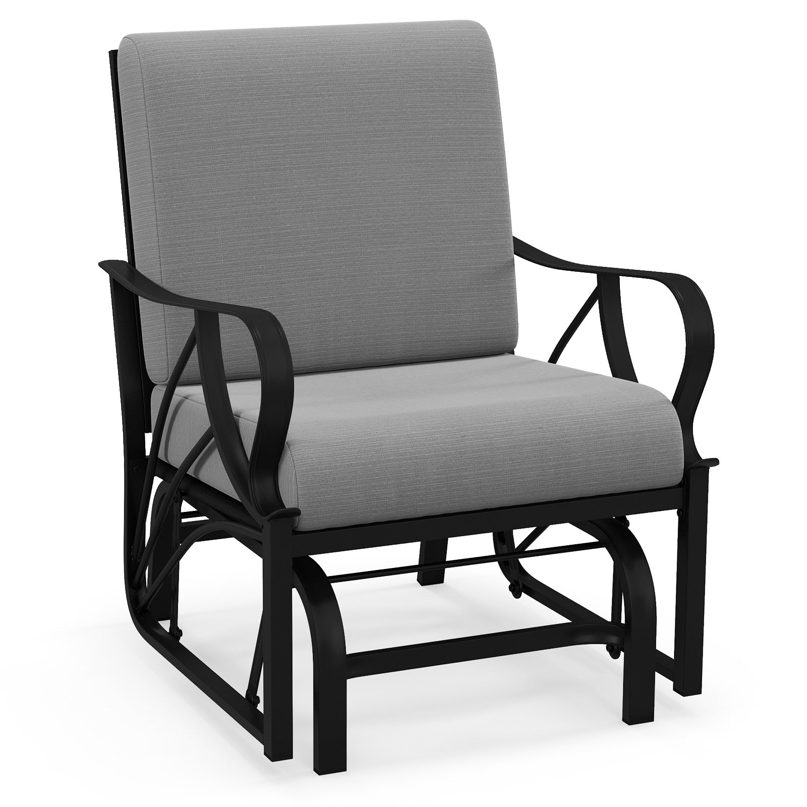 Patio Glider Rocking Chair, Thick Cushion, Curved Armrest, Gray Patio Rocking Chairs & Gliders Gray at Gallery Canada