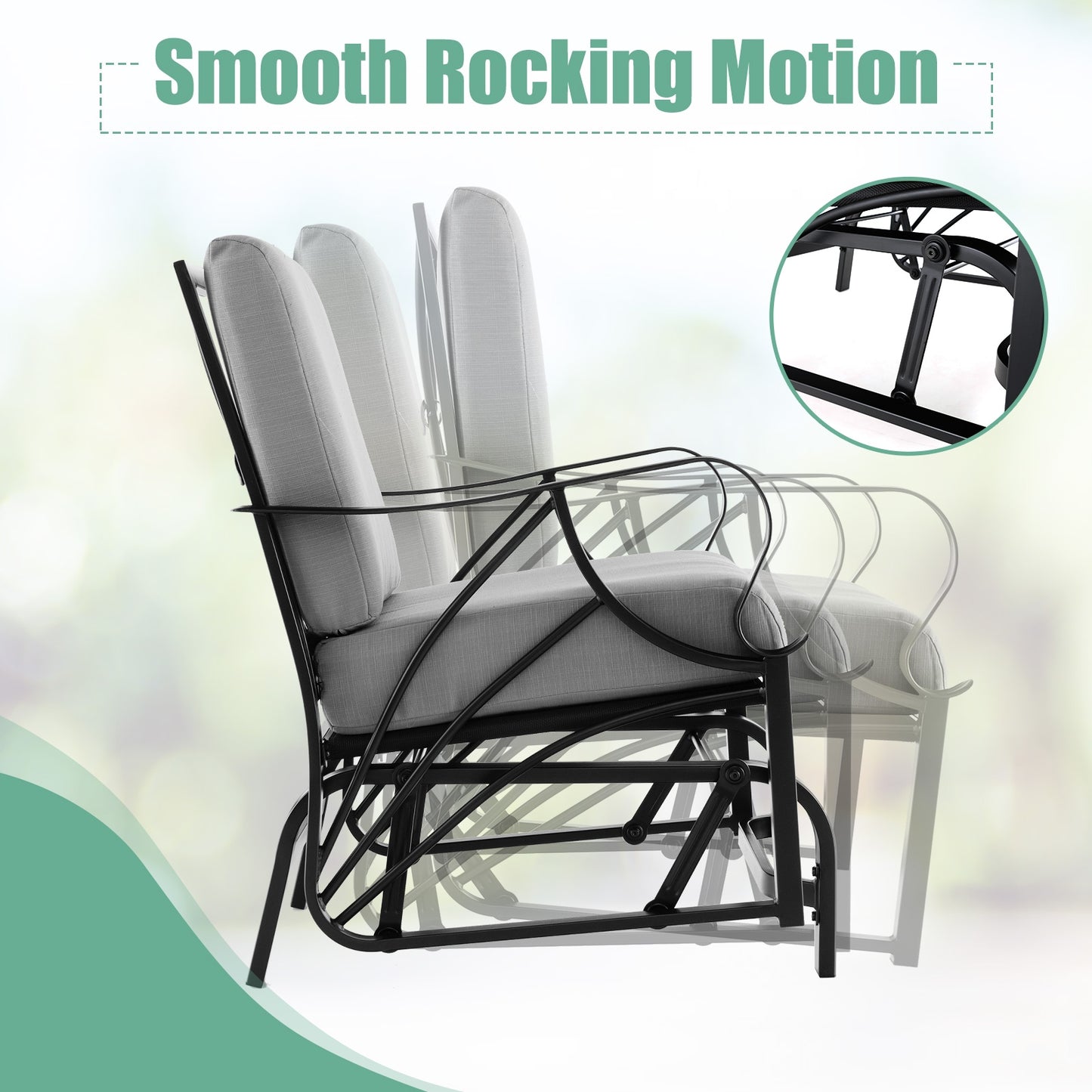 Patio Glider Rocking Chair with Thick Cushion and Curved Armrest, Gray Patio Rocking Chairs & Gliders at Gallery Canada