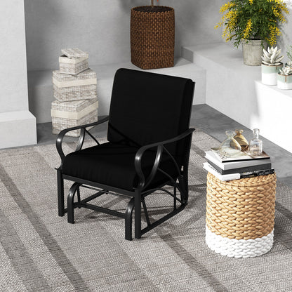 Patio Glider Rocking Chair with Thick Cushion and Curved Armrest, Black Patio Rocking Chairs & Gliders at Gallery Canada