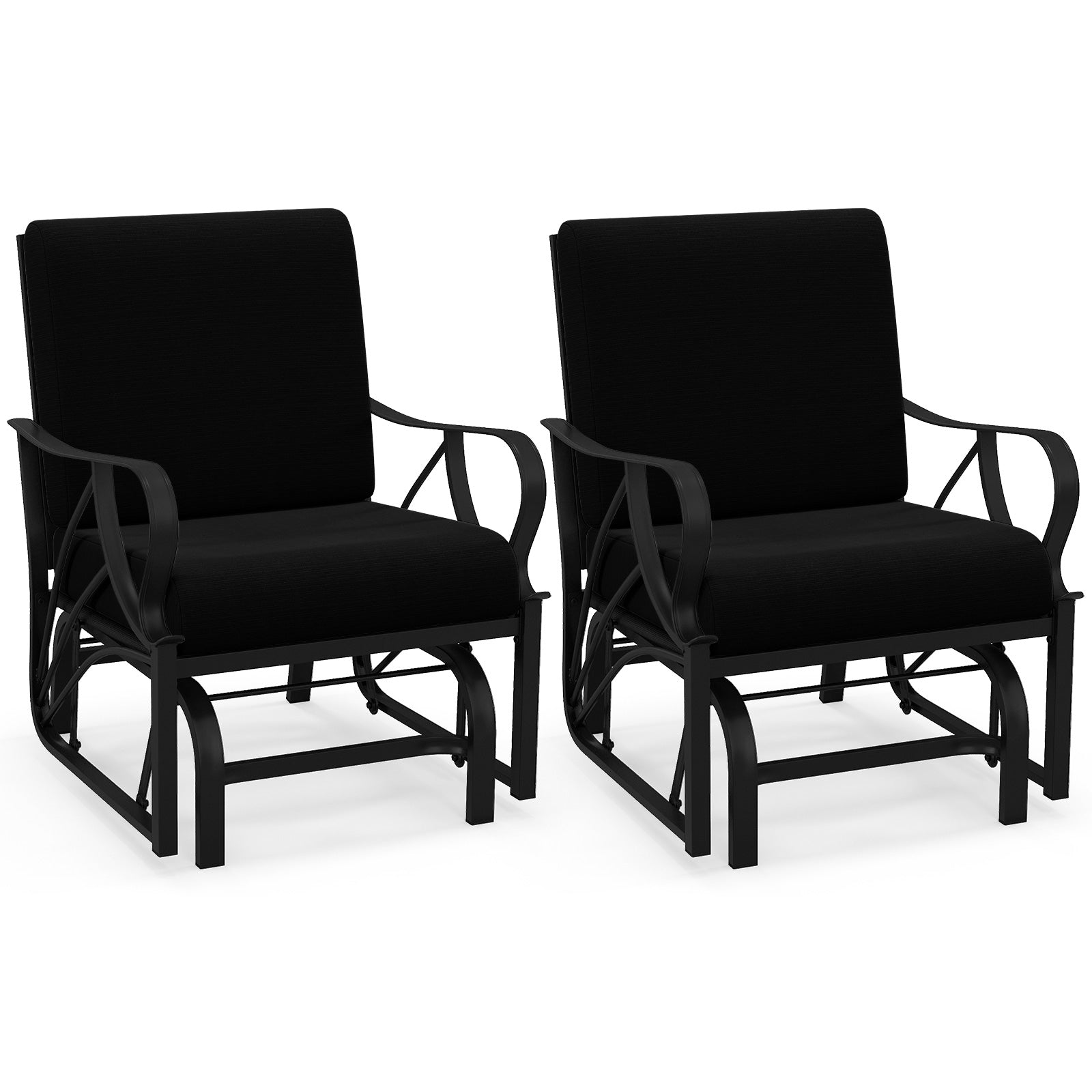 Patio Glider Rocking Chair with Thick Cushion and Curved Armrest, Black Patio Rocking Chairs & Gliders at Gallery Canada