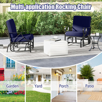 Patio Glider Rocking Chair with Thick Cushion and Curved Armrest, Navy Patio Rocking Chairs & Gliders at Gallery Canada