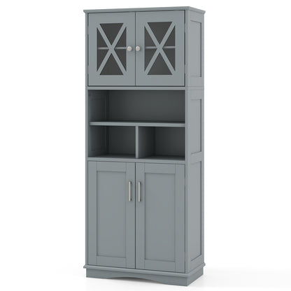 Tall Bathroom Cabinet Large Floor Storage Cabinet with Acrylic Doors and 3 Cubes, Gray Floor Cabinets at Gallery Canada