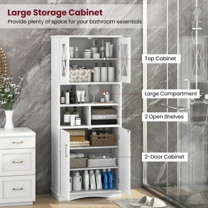 Tall Bathroom Cabinet Large Floor Storage Cabinet with Acrylic Doors and 3 Cubes, White Floor Cabinets at Gallery Canada