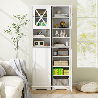 67 Inch Tall Bathroom Cabinet Freestanding Storage Cabinet with 5 Adjustable Shelves, White Floor Cabinets at Gallery Canada