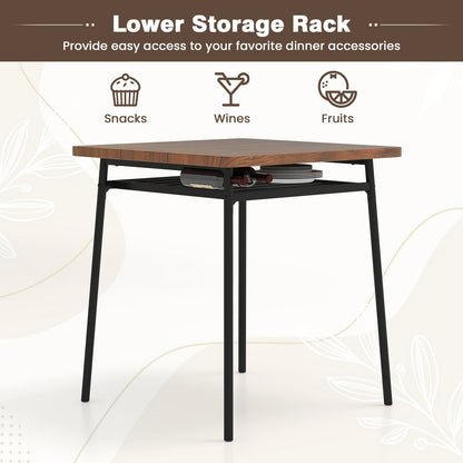 3 Piece Dining Table Set for 2 Wood Square Table with Metal Frame, Brown Dining Room Sets at Gallery Canada