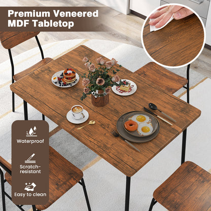 5-Piece Table Set for 4 with Metal Frame and Storage Rack, Brown Dining Room Sets at Gallery Canada