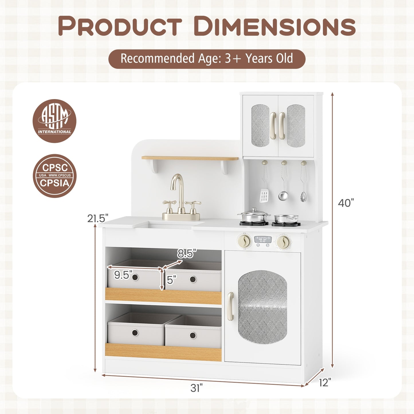 Kids Kitchen Playset with Cooking Accessories and Toy Cuttable Veggies, White Play Kitchen Sets at Gallery Canada