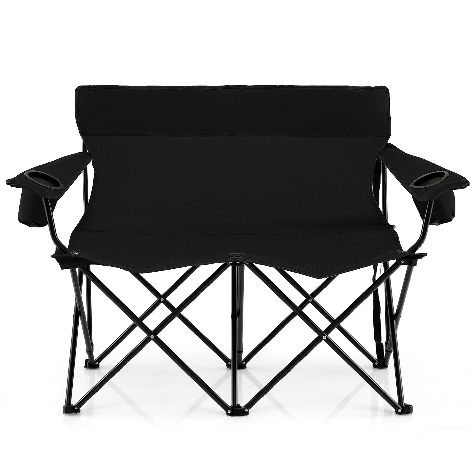 Double Camping Chair 2-Person Outdoor Folding Loveseat with Cup Holders, Black Camping Furniture at Gallery Canada